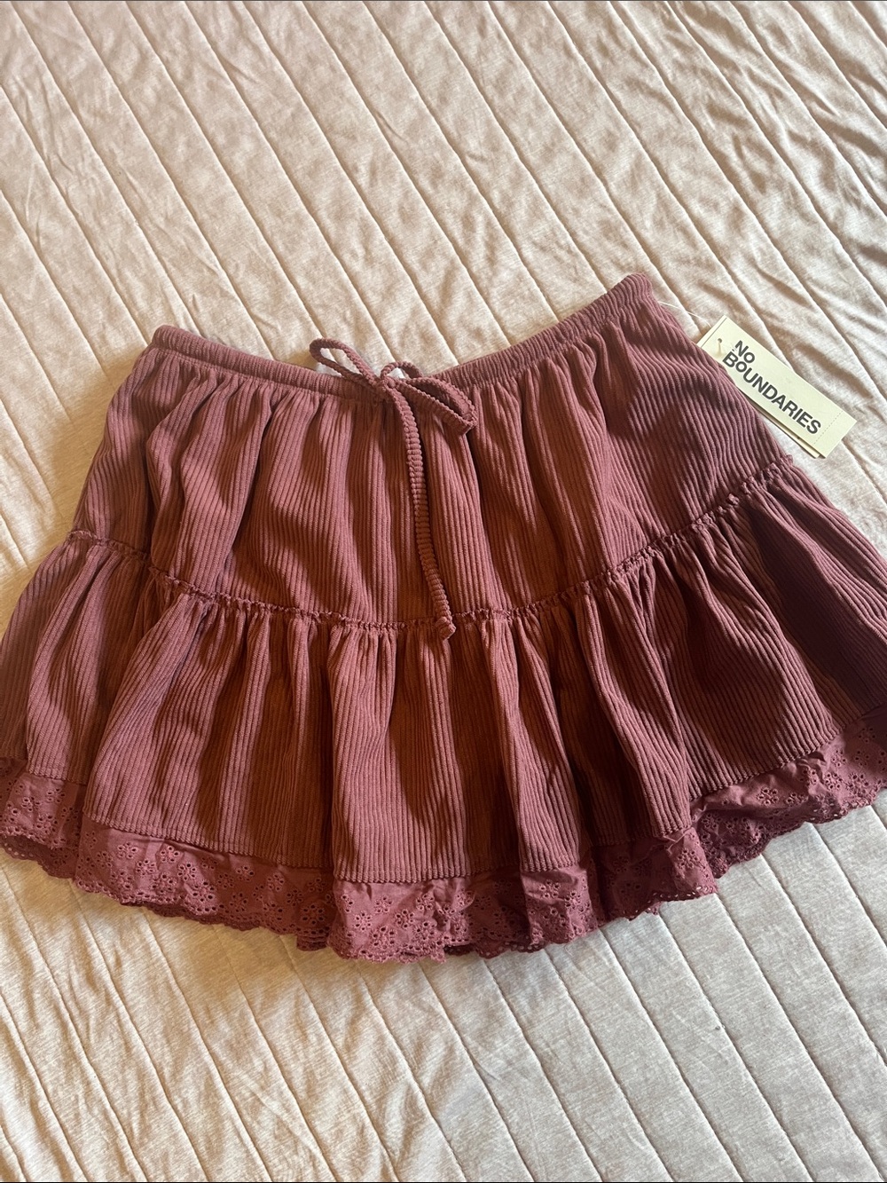 Juniors No Boundaries Dusty Rose Tiered Skater Mini Skirt